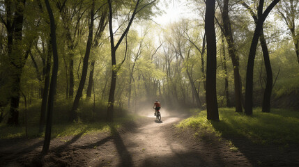 Fototapeta na wymiar A person riding a bicycle backwards through Generative AI 