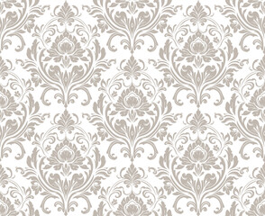 Vector damask seamless pattern background. Classical luxury old fashioned damask ornament, royal victorian seamless texture for wallpapers, textile, wrapping. Exquisite floral baroque template.