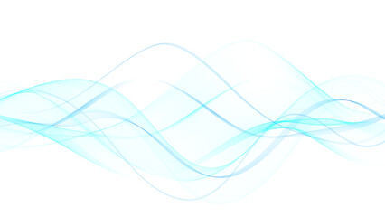 Blue color abstract wave design element. Wavy blue lines on a white background.