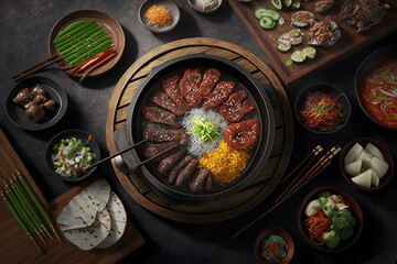 Fototapeta na wymiar Korean food, korea street food, korea bbq