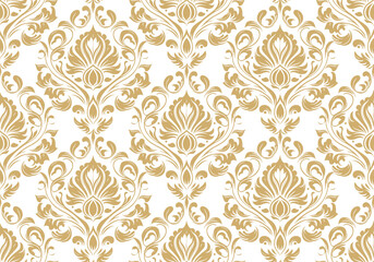 Vector damask seamless pattern background. Classical luxury old fashioned damask ornament, royal victorian seamless texture for wallpapers, textile, wrapping. Exquisite floral baroque template. - obrazy, fototapety, plakaty