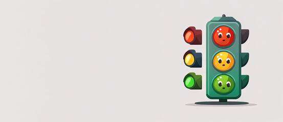 traffic light cartoon Character with copy space. Made with Generative Ai