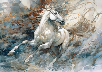 Fantasy white  horse , generative ai