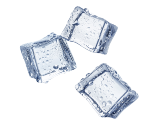 Three ice cubes, cut out