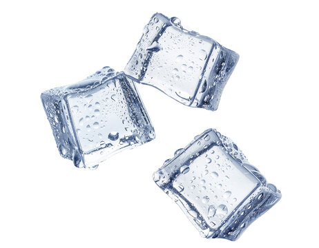 Three ice cubes, cut out