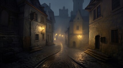 medieval street in the night