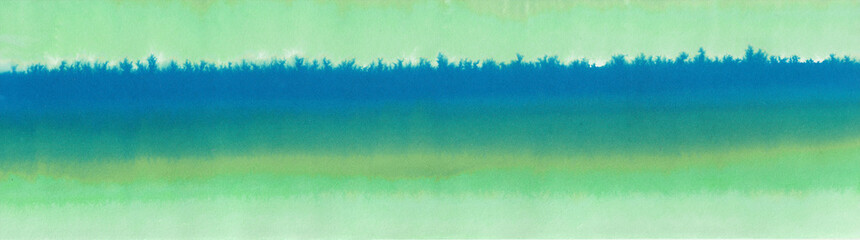 Fototapeta na wymiar abstract landscape with trees banner in green and blue horizontal
