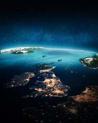 Fototapeta na wymiar England and Ireland from space