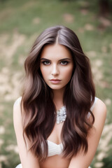 Naklejka premium Portrait of a young, beautiful woman, Generative AI