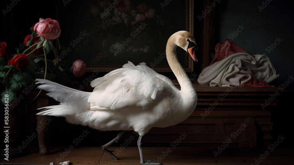 Wall mural swan with a ballerina outfit generative ai