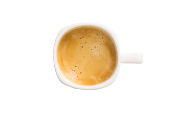 Ristretto Americano coffee top view in a cup, transparent background, isolated .