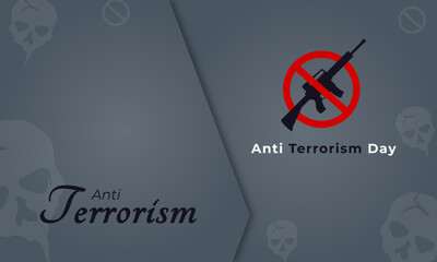 Anti Terrorism Day Greeting Card Banner Poster for Stop Terrorism Vector Illustration