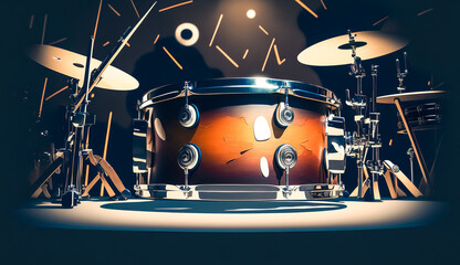 Close-up of a snare drum, percussion instrument, generative AI.
