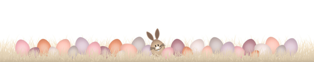 Osterwiese Beige Braunes Hasenei & 28 Ostereier Verschiedene Farben