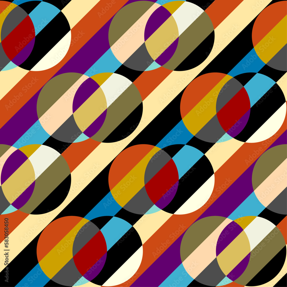 Aufkleber Regular circles retro pattern. Seamless Vector image.