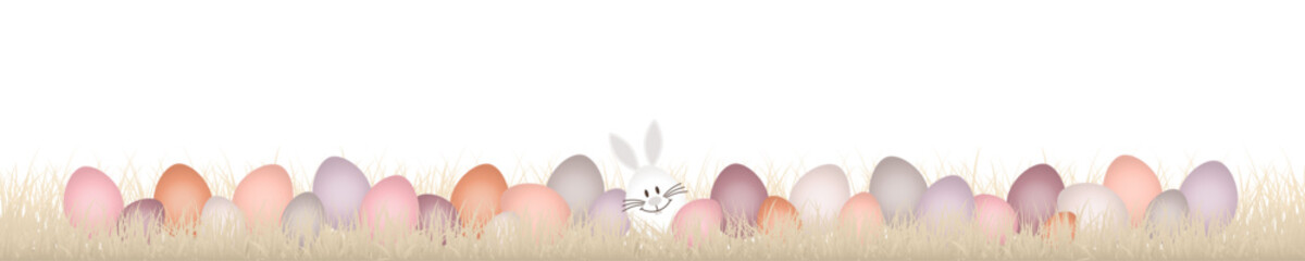 Osterwiese Beige Weißes Hasenei & 28 Ostereier Verschiedene Farben