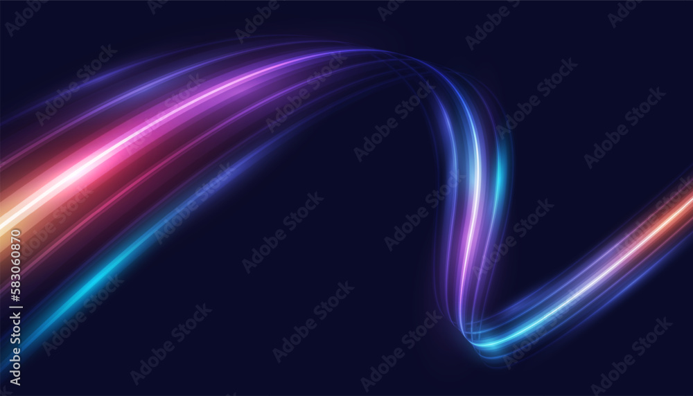 Poster modern abstract high speed movement. dynamic motion light trails. futuristic motion pattern for bann