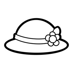Fototapeta premium Outline hand drawn hat with flower