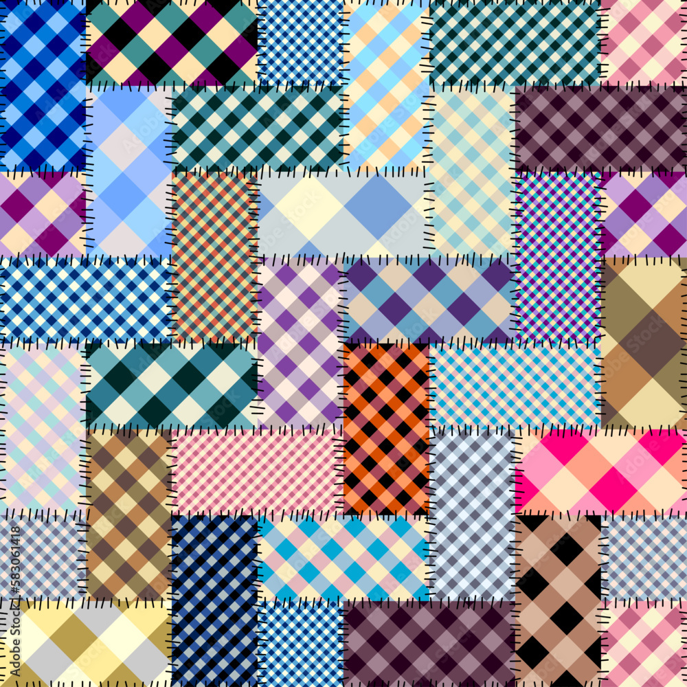 Poster geometric abstract pattern. intersection patchwork plaid style