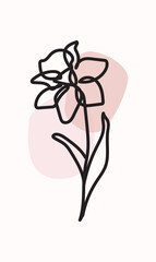 Calla lily flower one line drawing art. Line continuous style. Simple black and white logo, icon, design.