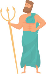 Poseidon icon cartoon vector. Greek god. Ancient ares