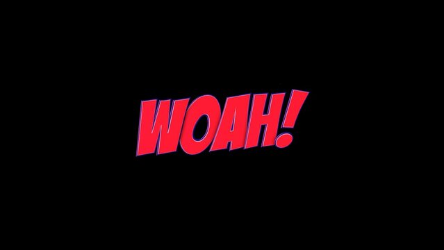WOAH Comic Text Animation, with Alpha Matte, Loop, 4k
