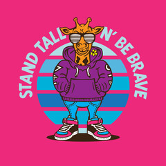 Giraffe Mascot Character Design in Street Wear Outfit