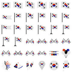 South Korea flags icon set, South Korea independence day icon set vector sign symbol