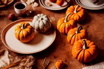 Wallpaper with pumpkins, Halloween decoration. Generate by ai