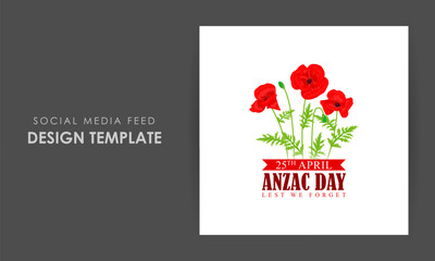 Vector illustration of Anzac Day social media story feed mockup template