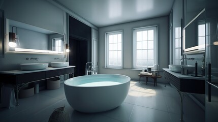 Fototapeta na wymiar Modern Bathrooms generative AI