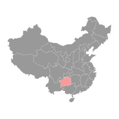 Guizhou province map, administrative divisions of China. Vector illustration.