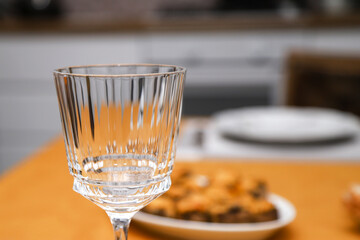 Closeup of an empty wine glass