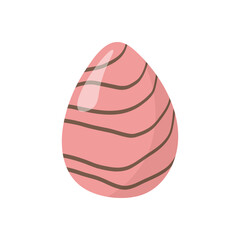 Happy Easter. Vector single clipart Easter egg in pink color. Vector illustration isolated on white background. Hand draw style.