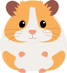 Cute orange and white syrian hamster isolated on white background. Vector flat illustration - obrazy, fototapety, plakaty