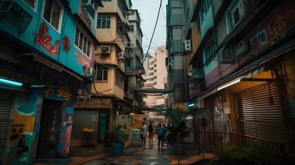 Naklejka premium Rio's Eclectic Energy: Lo-Fi Cyberpunk Photography with Generative A