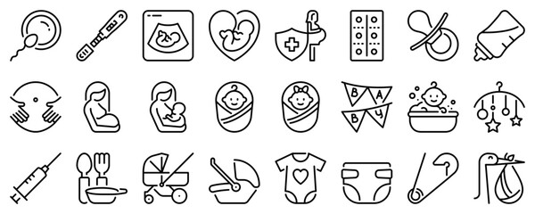 Line icons about pregnancy on transparent background with editable stroke. - 583071652