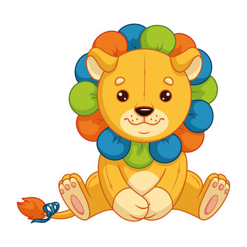 Lion soft toy cartoon vector illustration