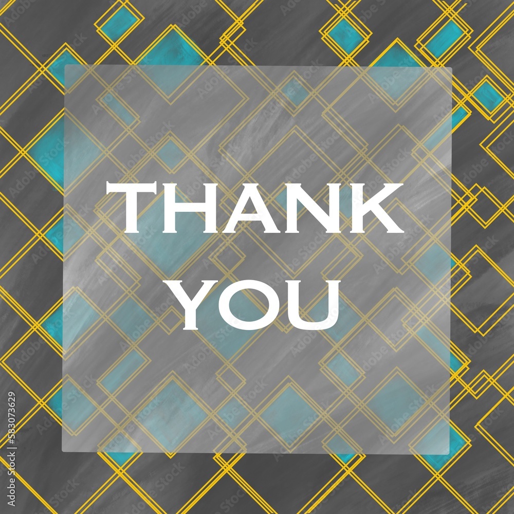 Wall mural Thank You Dark Black Diamond Gold Turquoise Square - Wall murals