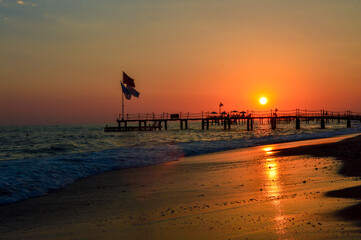 Fototapeta premium sunset on the beach manavgat antalya turkey