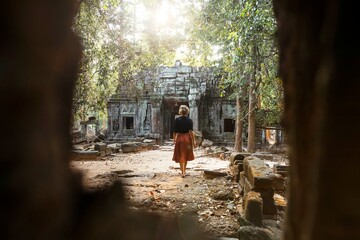 Woman in Ankor Wat