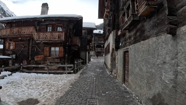 Tour of the village of Grimentz near Zinal in Switzerland. A beautiful village in the old part of Grimentz