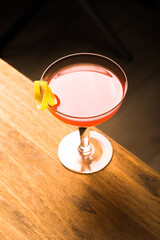 Paper Plane cocktail refreshment bourbon whiskey, amaro, bittersweet orange-red aperitif and lemon juice