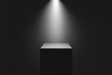 grey rectangle podium on dark background with spotlights. pedestal for product display 3d rendered