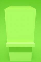 green rectangle podium on green background. pedestal for product display 3d rendered