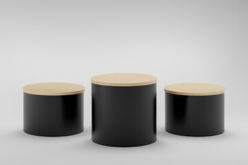 gold and black podium on white background. pedestal for product display 3d rendered