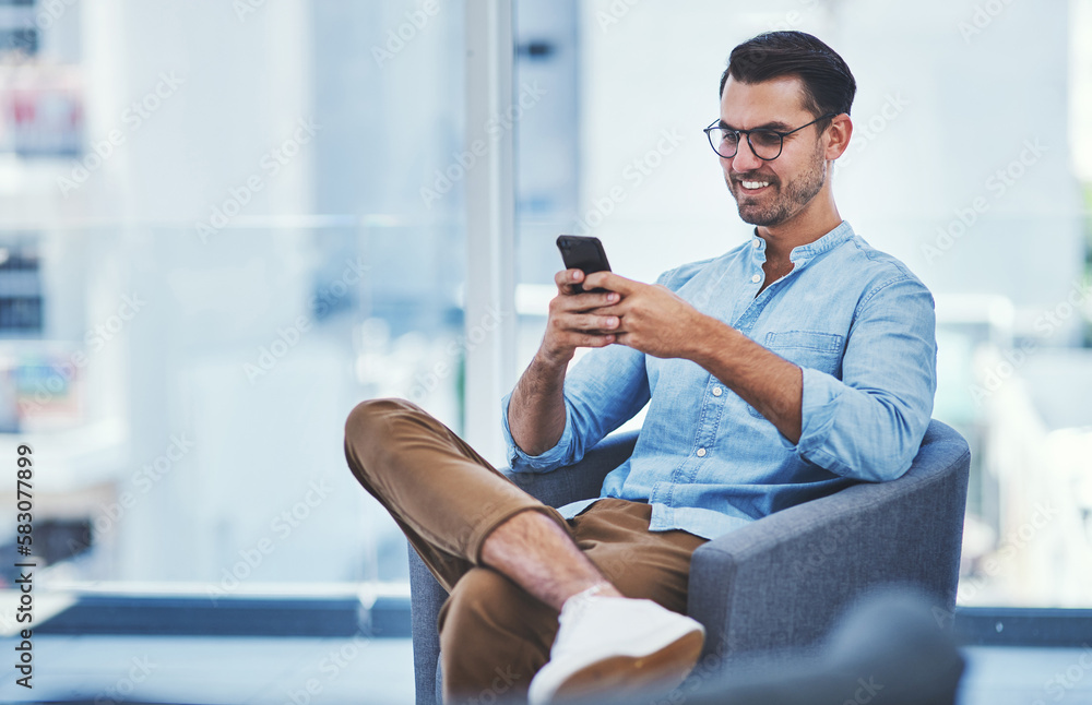Poster every entrepreneur needs to have a connection with success. a young designer using a cellphone in an