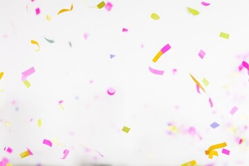 Falling shiny confetti glitters in colors. New year, birthday, valentines day design element.