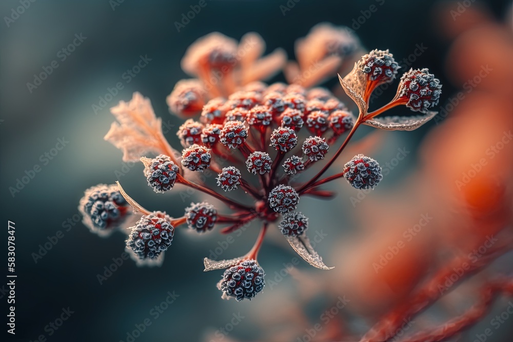 Poster a winter rowan captured in selective focus generative ai
