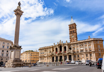  Santa Maria Maggiore basilica and Colonna della Pace in Rome, Italy